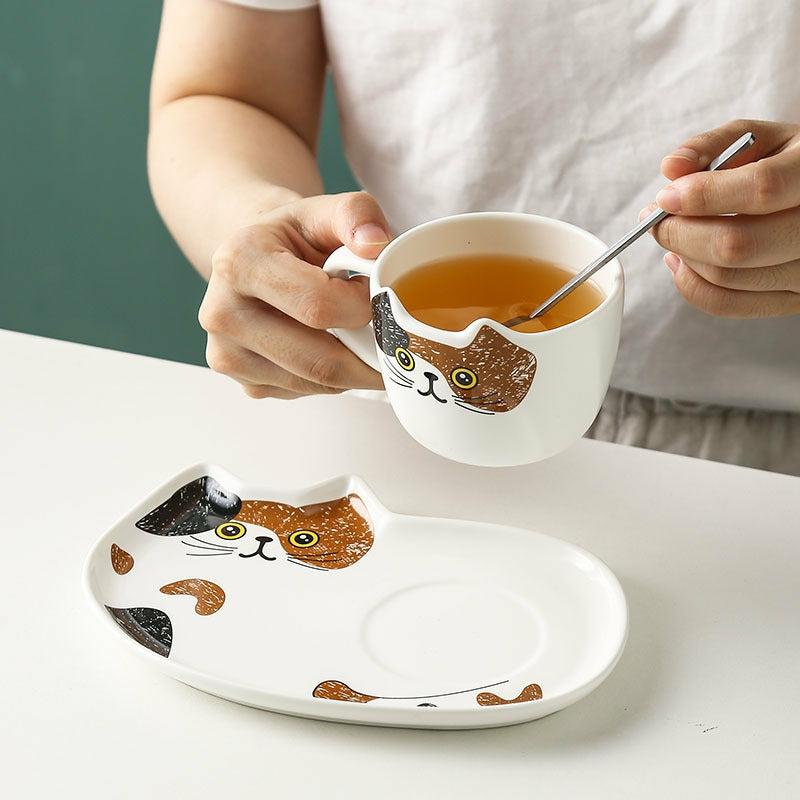 Bottles/Cups/Mugs |  Cute Cat Ceramic Cup And Dish Pn2778 Bottles/Cups/Mugs Bottles/Cups/Mugs