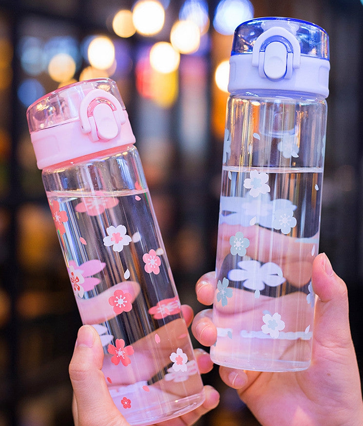 Bottles/Cups/Mugs |  Kawaii Sakura Glass Water Bottle Pn1421 Bottles/Cups/Mugs Blue