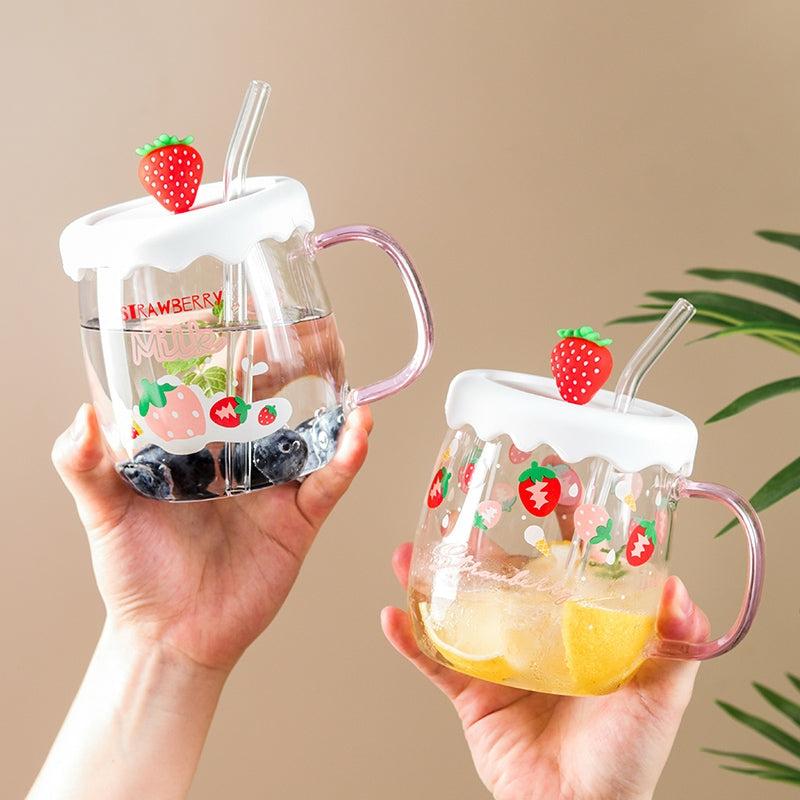 Bottles/Cups/Mugs |  Sweet Strawberry Glass Cup Pn4522 Bottles/Cups/Mugs Bottles/Cups/Mugs