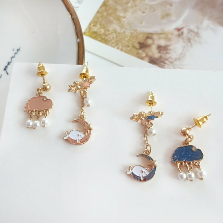 Earrings |  Cute Cloud Asymmetrical Earrings/Clips Pn3258 Earrings Clips / Blue