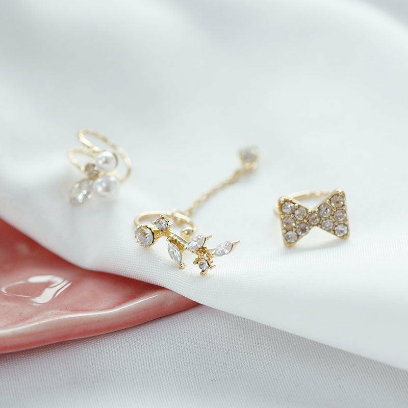 Earrings |  Fashion Butterfly And Pearl Clips Set Pn1265 Earrings Earrings