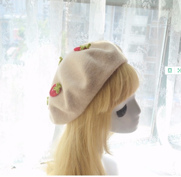 Hats |  Kawaii Strawberry Beret Pn2168 Hats Hats