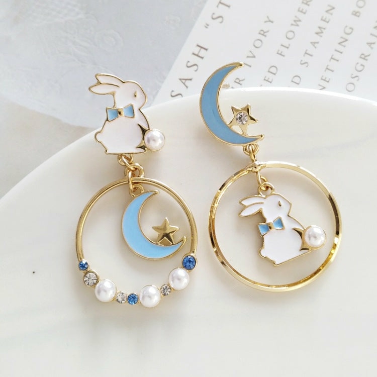 Necklaces/Chokers |  Lovely Rabbit And Moon Earrings/Clips Pn1192 Necklaces/Chokers Clips / Blue