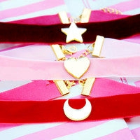 Necklaces/Chokers |  Sailor Moon Heart And Star Chokers Pn0454 Necklaces/Chokers Heart / Pink