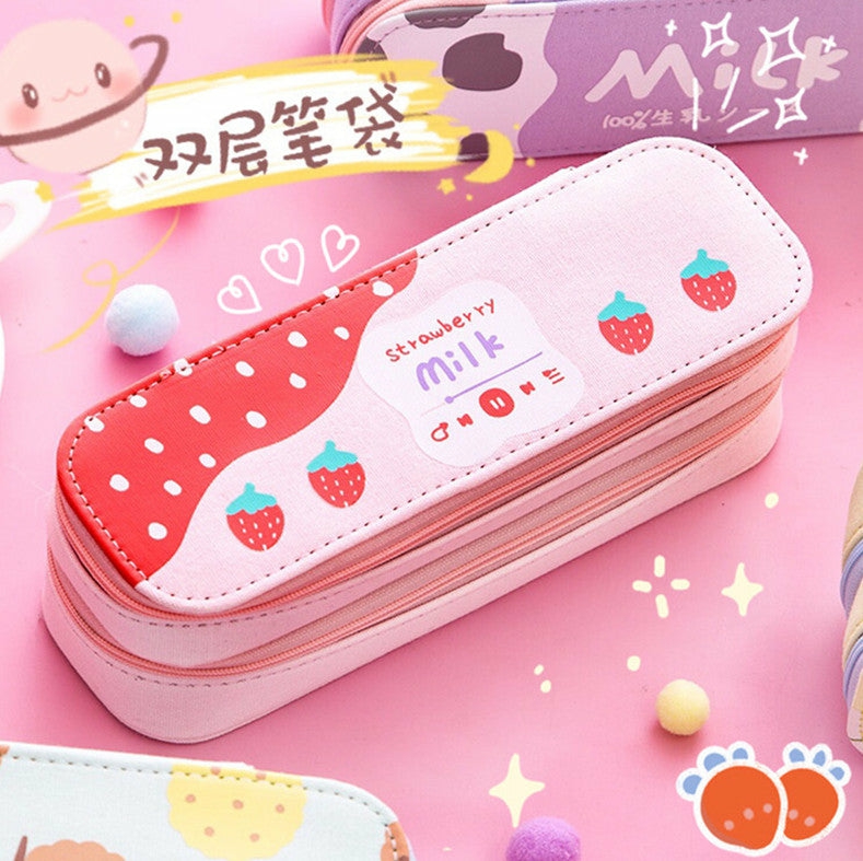 Others |  Kawaii Strawberry Milk Pencil Bag Pn2648 Others Others