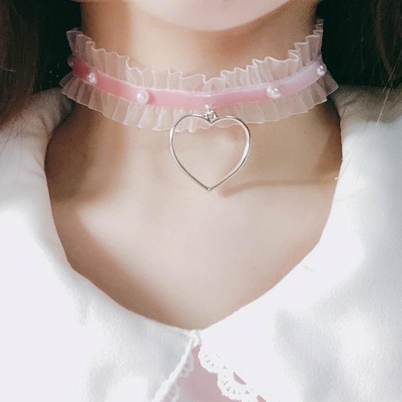 Necklaces/Chokers |  Kawaii Lace Heart Choker Pn2369 Necklaces/Chokers Necklaces/Chokers